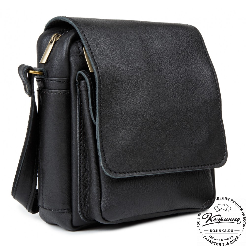 Кожаная сумка через плечо "Шерлок" (черная)